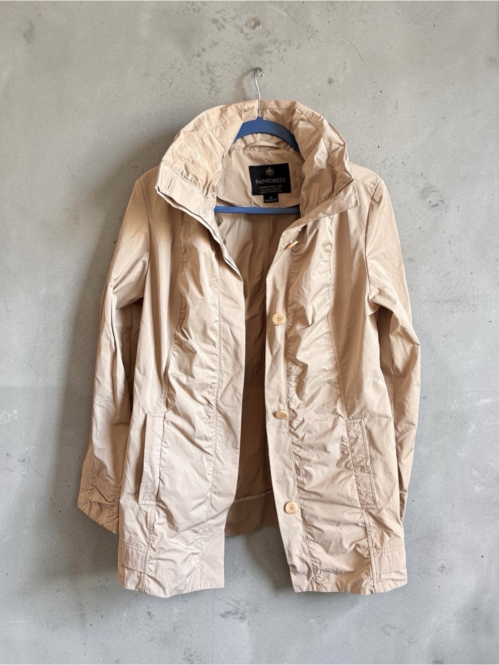 RAINFOREST Women’s Beige Packable Raincoat with High Collar